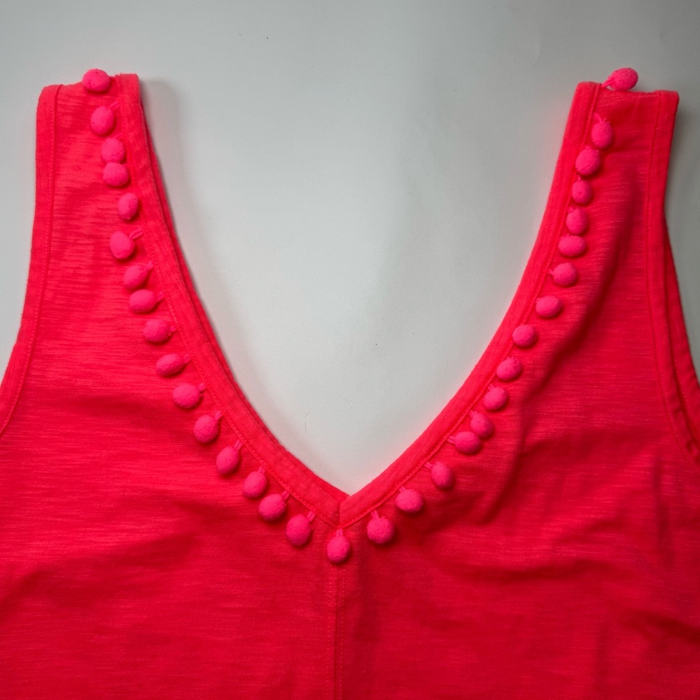 Lilly Pulitzer Neon Pink Sleeveless Pom Pom Tank - Medium - Picture 4 of 6